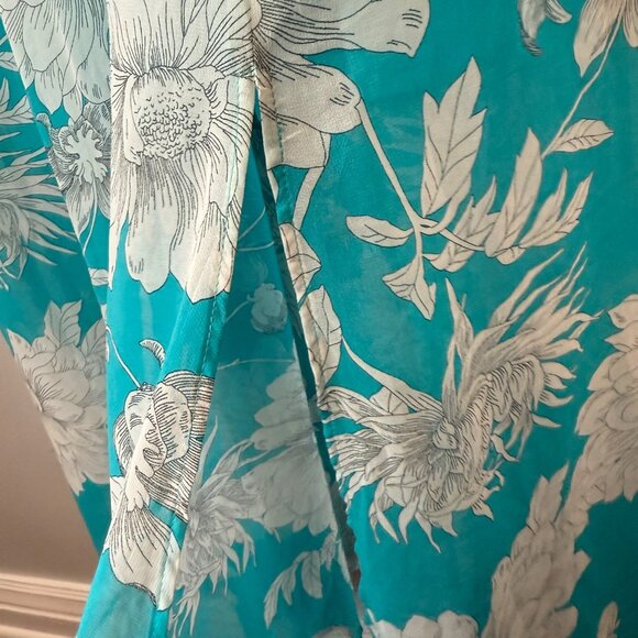 Lane Bryant Womens Floral Maxi Dress Turquoise White Size 14 Short Sleeves VNeck - Picture 5 of 8